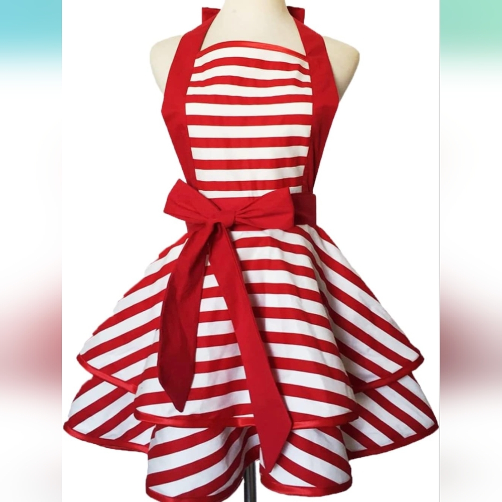 Apron- Retro  Red & White striped
